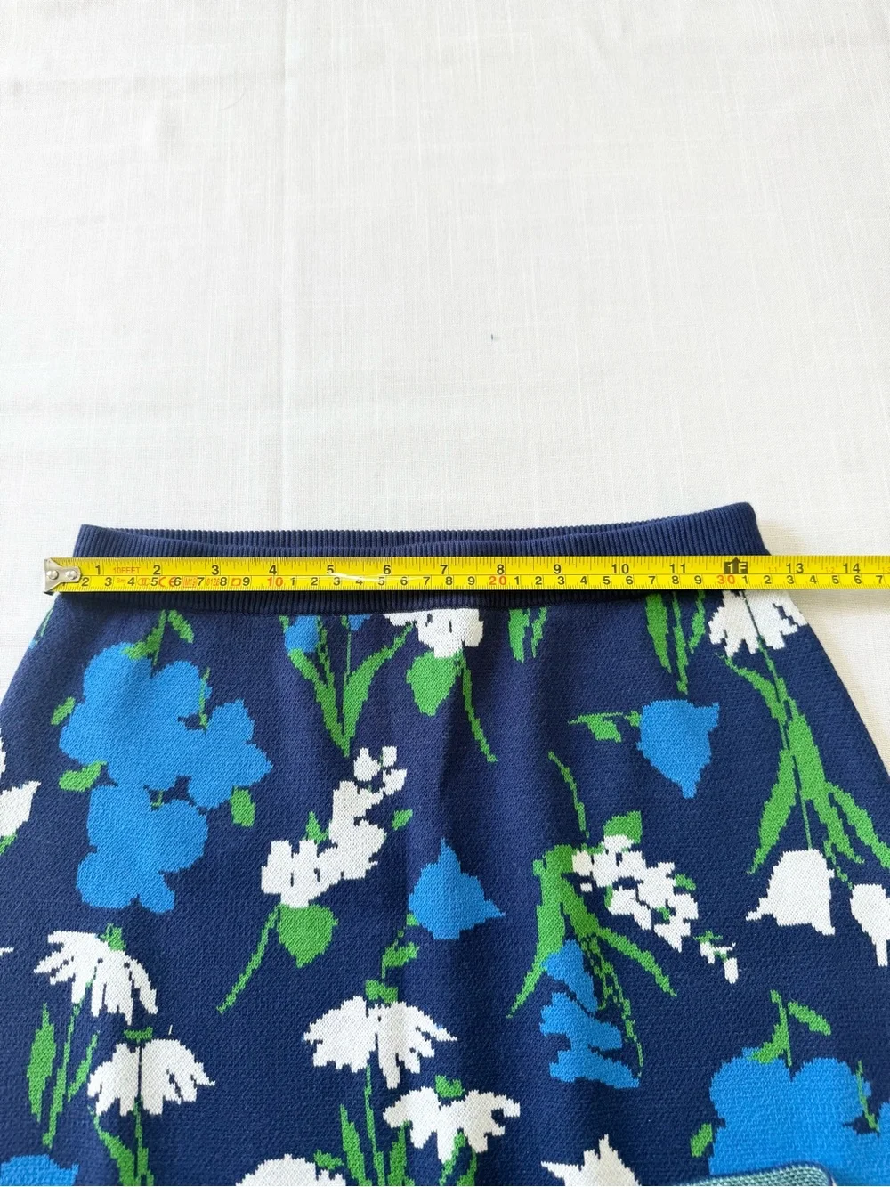 Kate Spade New York Women's Blue Floral Multi Color Midi Knit Skirt Size XS